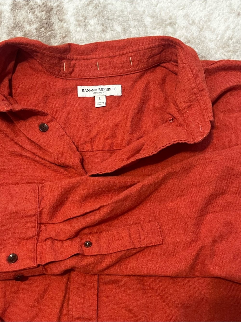 Banana Republic Mens Large Terracotta Rust Red Soft Cotton Button Up Shirt L